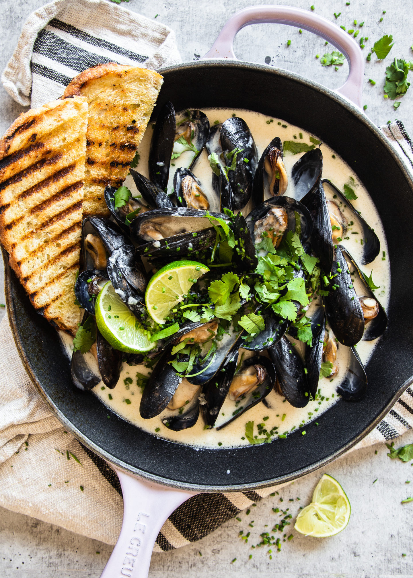 Thai Mussels in Kaffir Lime and Coconut Broth