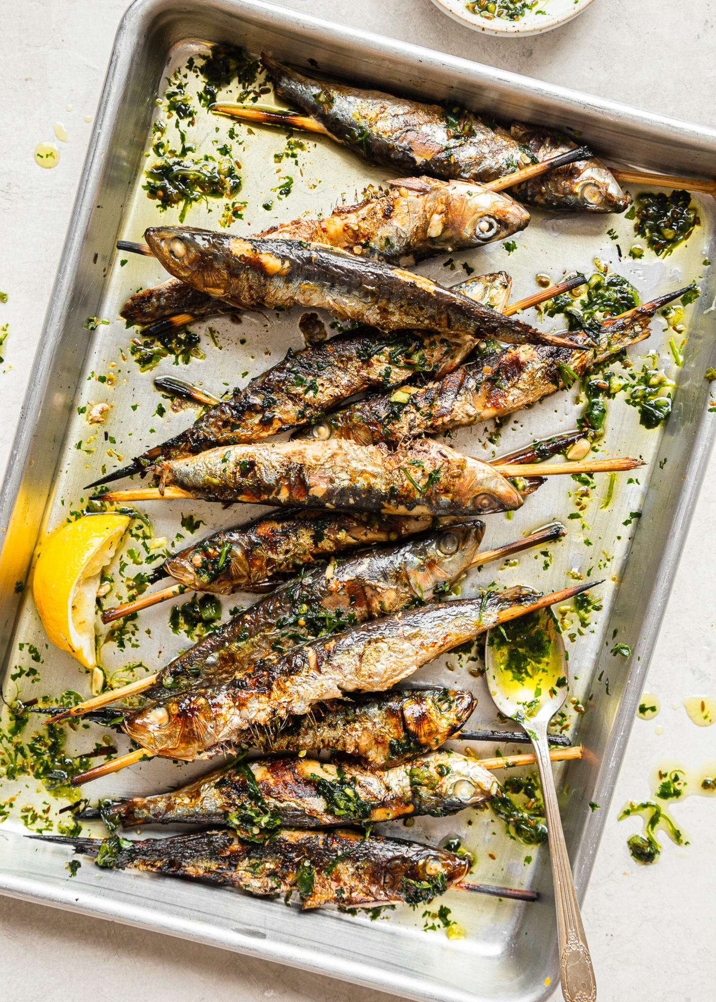 Grilled Sardines with Green Chile Sauce