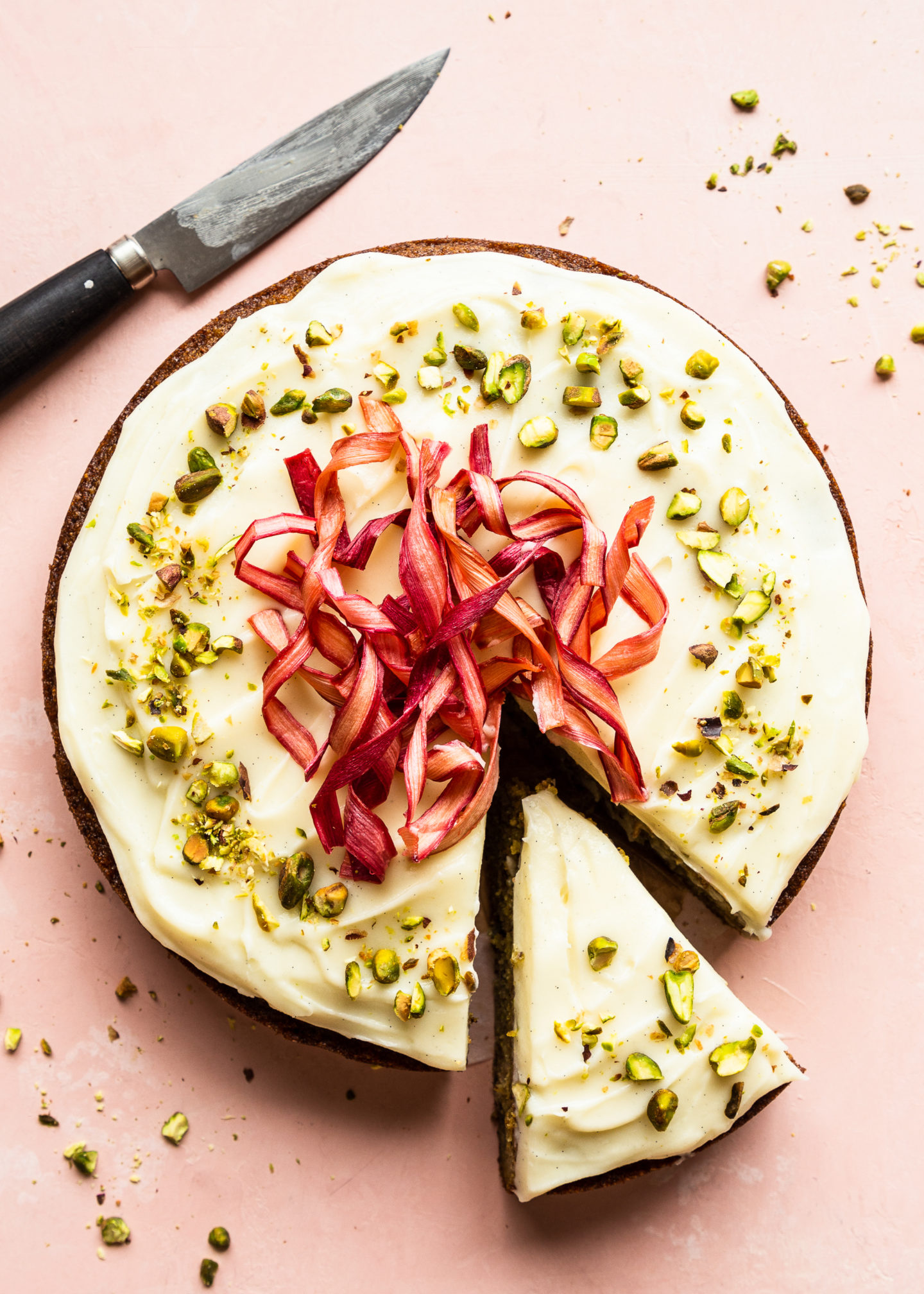 Pistachio Rhubarb Cake with Mascarpone...