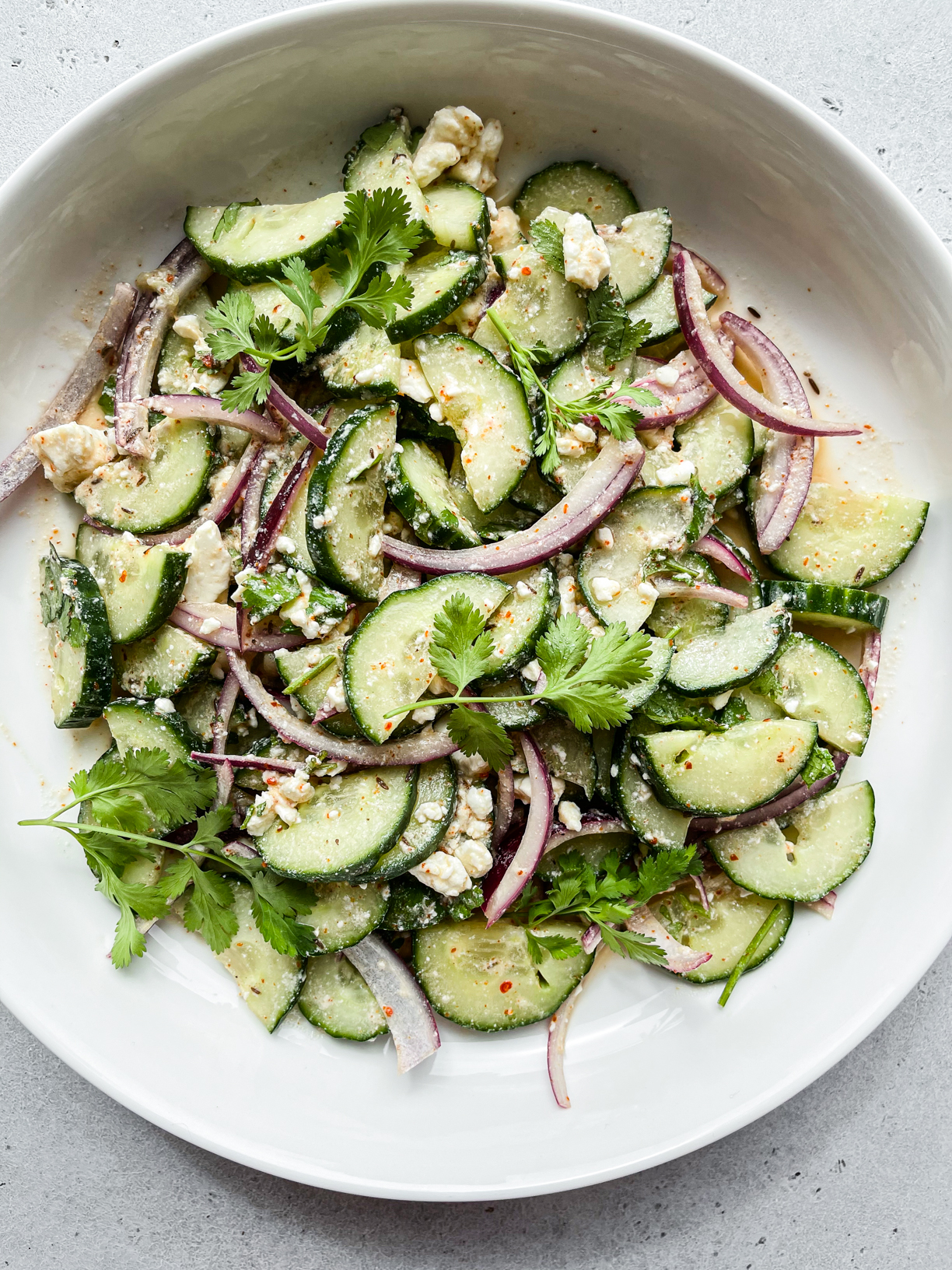 Cucumber Salad with Feta Onions and Cumin