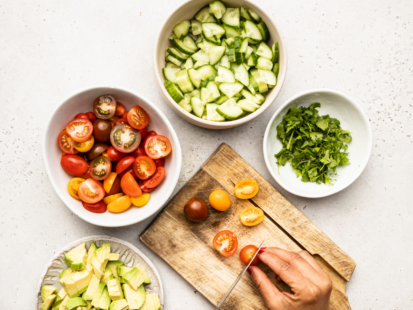 chopping vegetables 