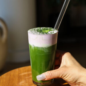 blueberry matcha foam